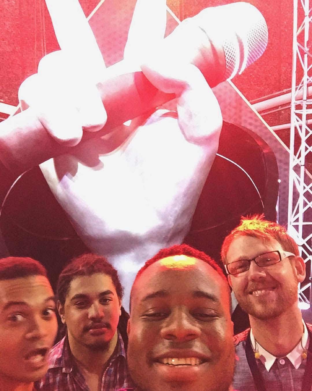 Ryno with fellow musicians at The Voice SA set